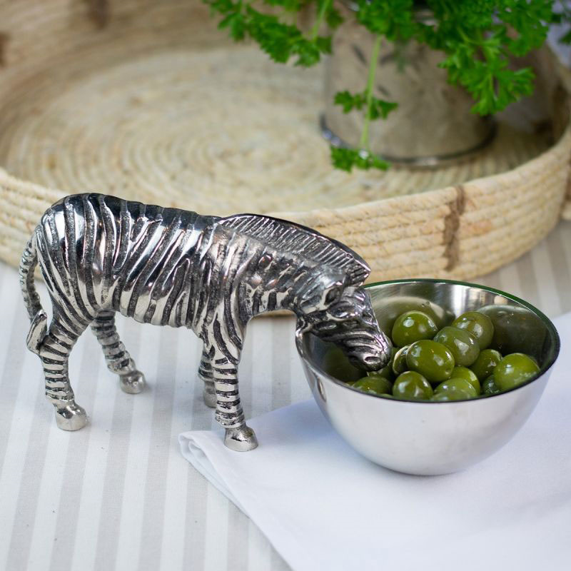 Wild Zebra Nibbles Bowl, L26 x W12 x H11.5cm, Silver-2