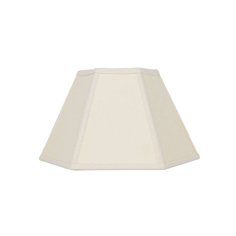 Hexagon Linen Lampshade, 10", Cream/Cream Trim-1