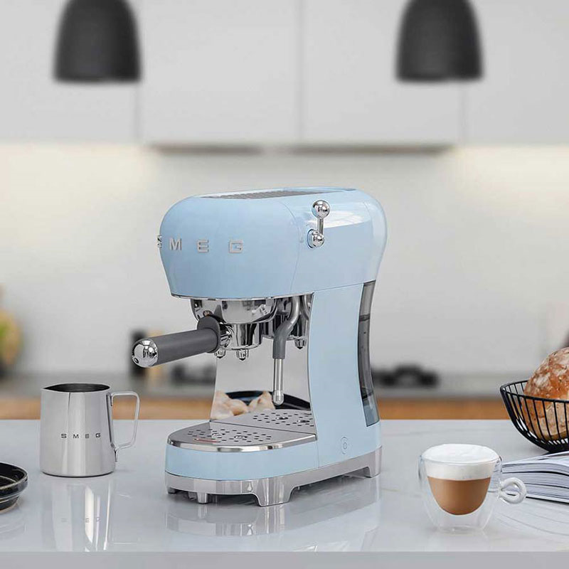 50's Style Espresso Coffee Machine, Pastel Blue-1