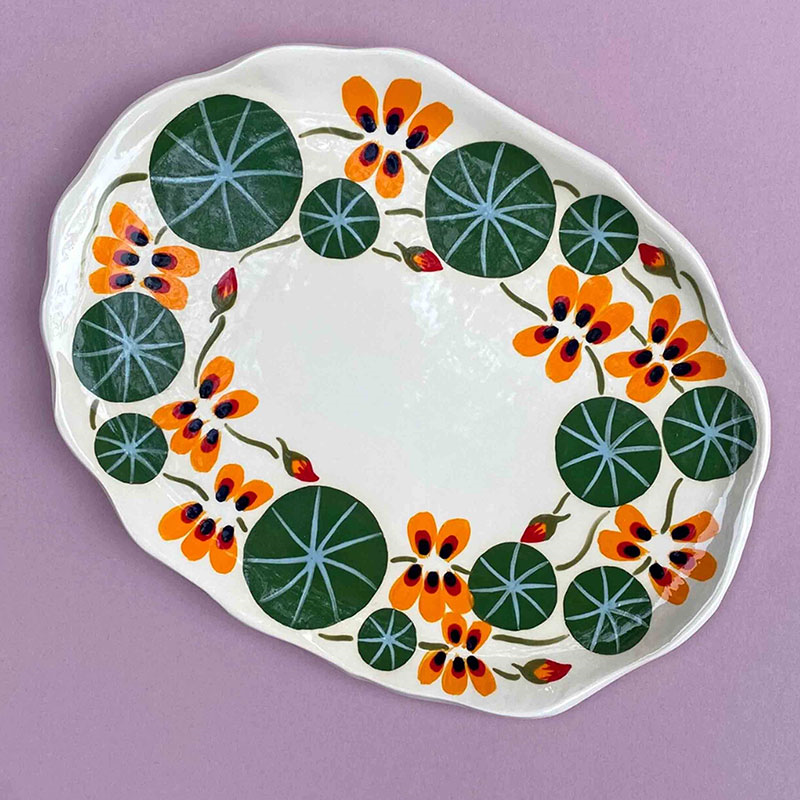 Minnie-Mae Studio Nasturtium Serving Platter, 27cm x 21cm, Multi-0