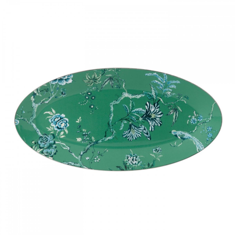 Chinoiserie Green Oval platter, 45 x 24.5cm-0